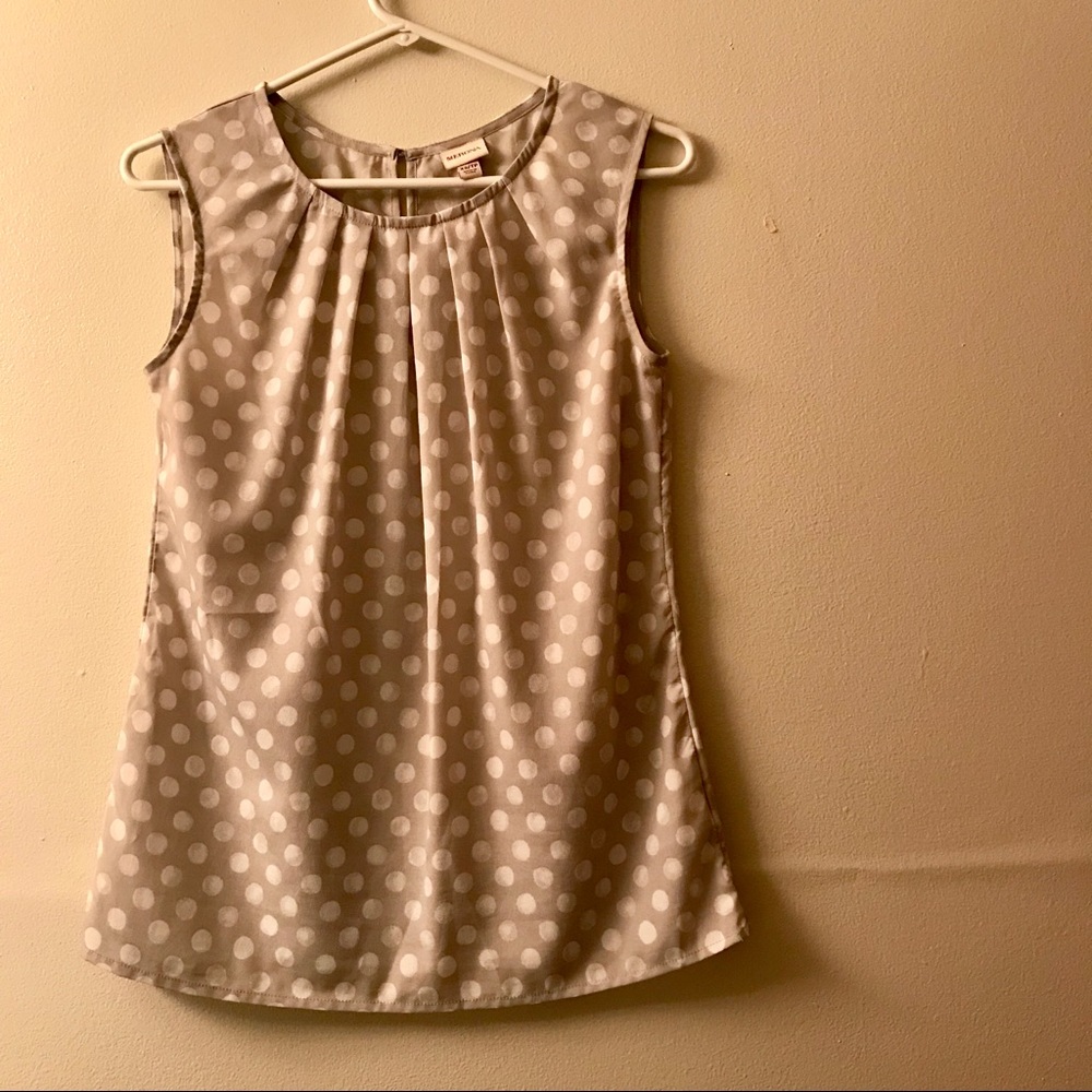 Merona Grey and White Dot Polyester Dress Tank Top